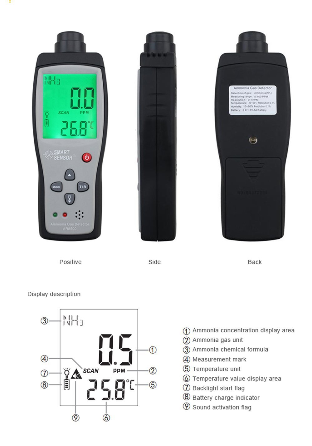 AR8500 Precision Ammonia (NH3) Gas Detector